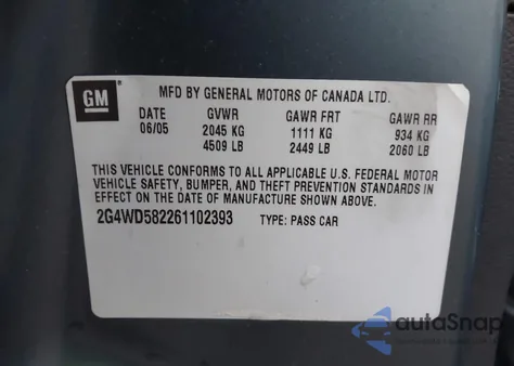 2006 Buick Lacrosse Cxl из США, поврежденный, VIN 2G4WD582261102393